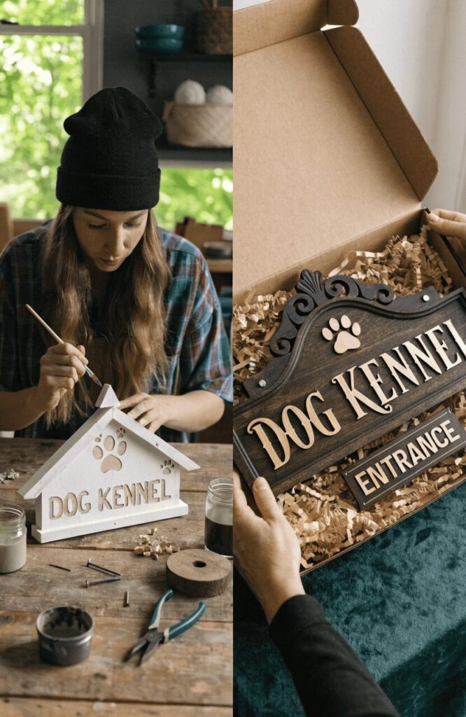 DIY vs ready made dog kennel name signs comparison