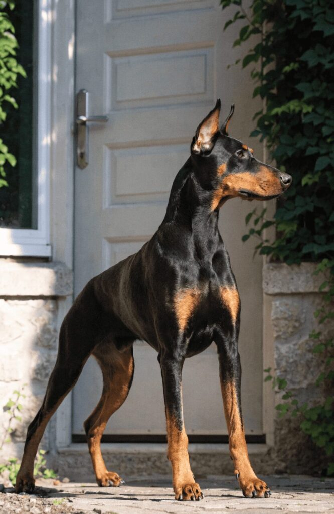 Doberman Pinscher defensive guard dog