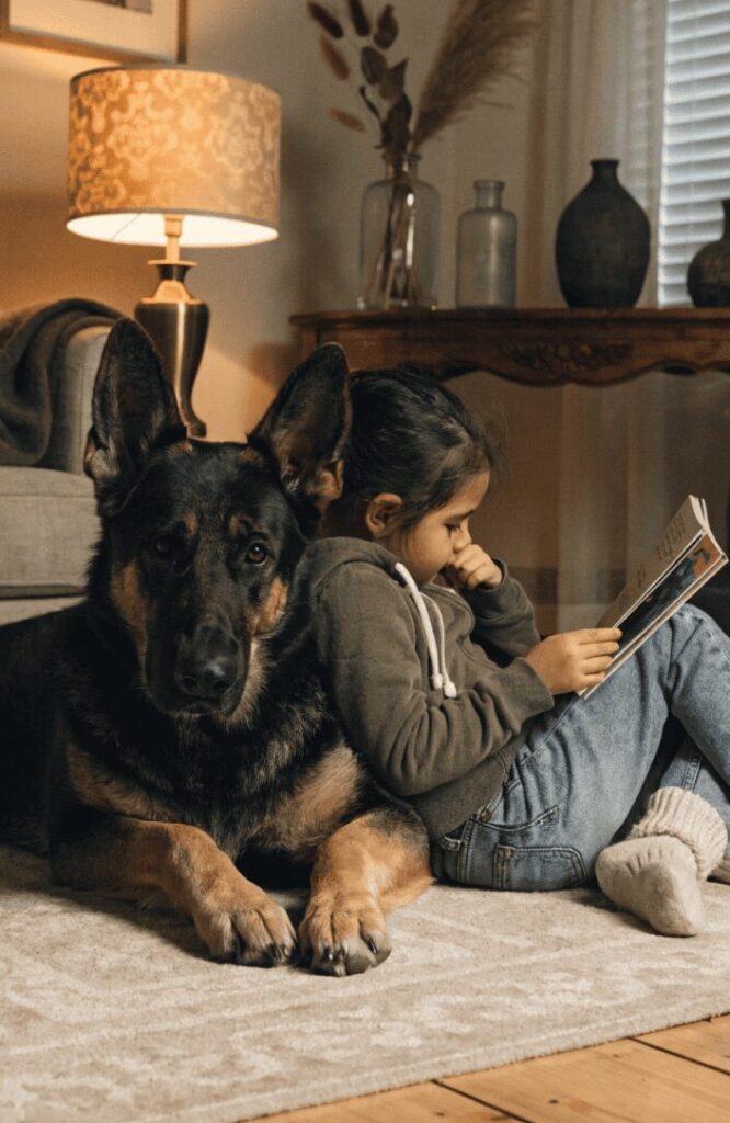 loyal German Shepherd with pointy ears as family dog