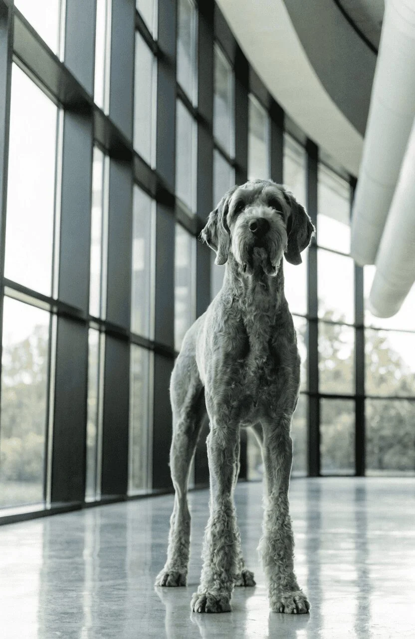 Great Danoodle giant dog architectural photo
