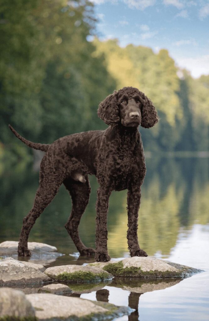Irish Water Spaniel curly hypoallergenic coat water dog