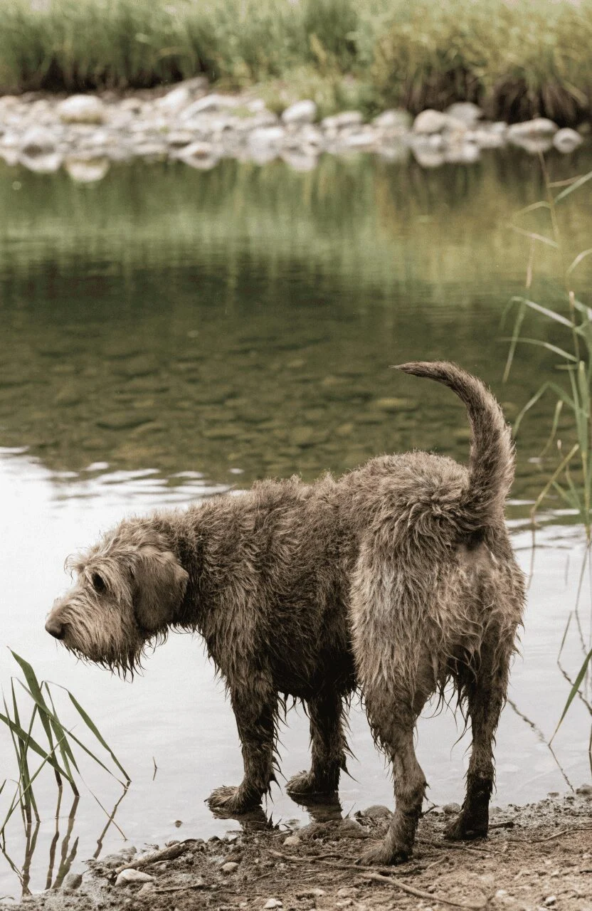 otterhound rare dog breed near water