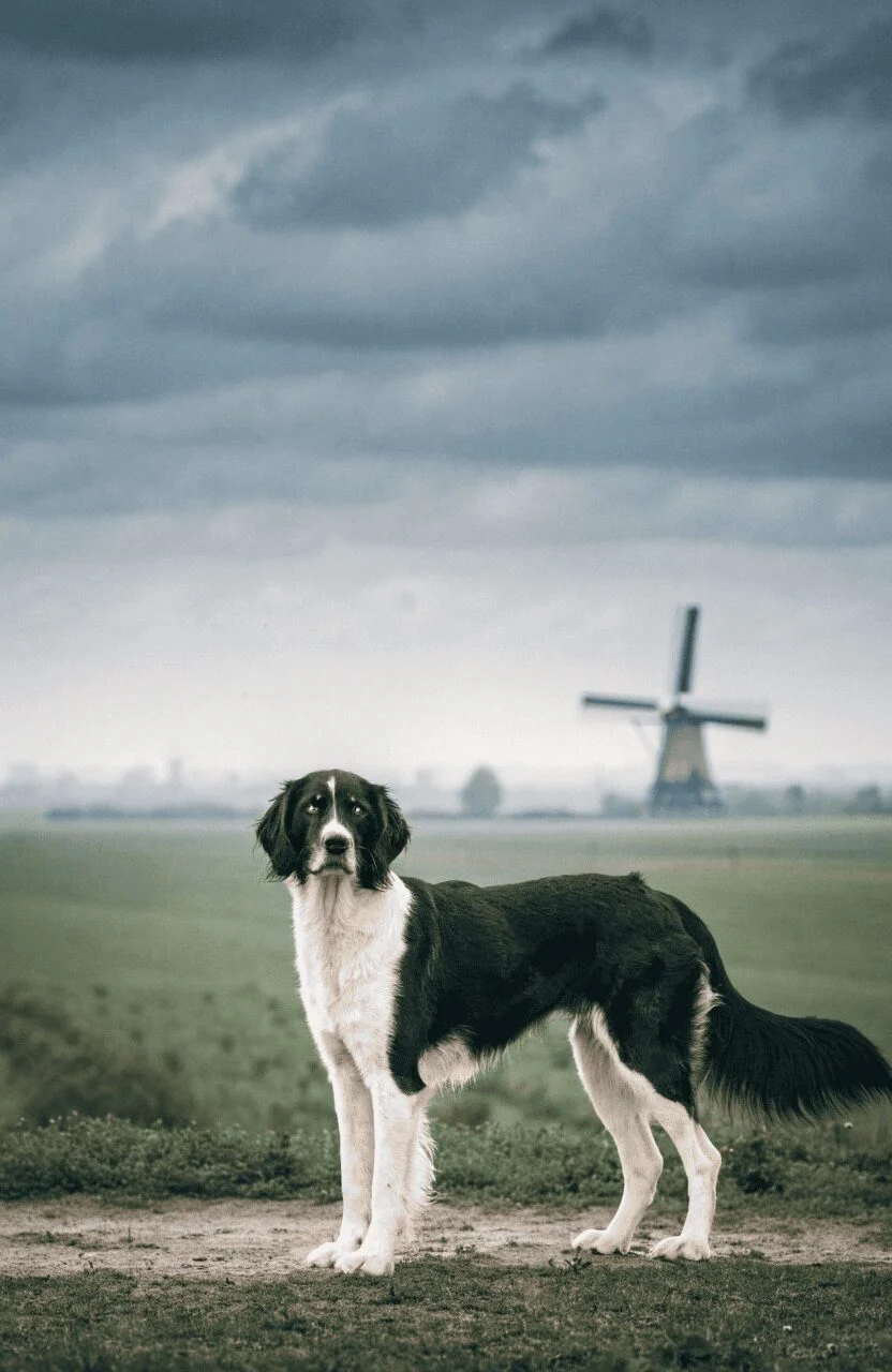 stabyhoun dutch rare breed in frisian landscape