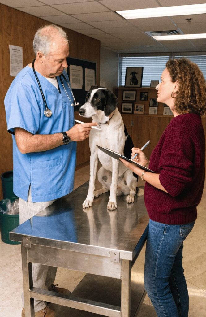 asking veterinarian how to identify dog breed