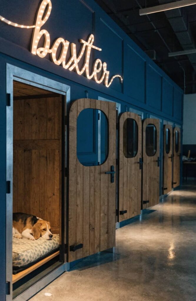 LED light up dog kennel name sign indoor modern
