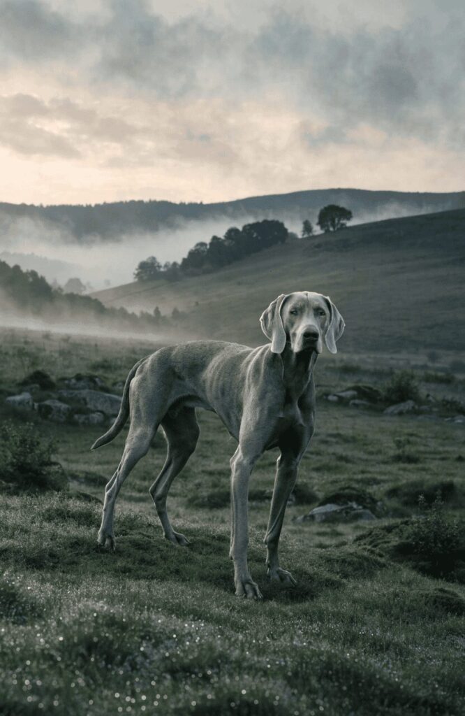 Weimaraner grey ghost athletic elegant dog breed