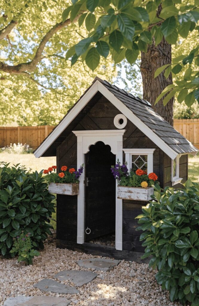 outdoor dog kennel decoration with plants