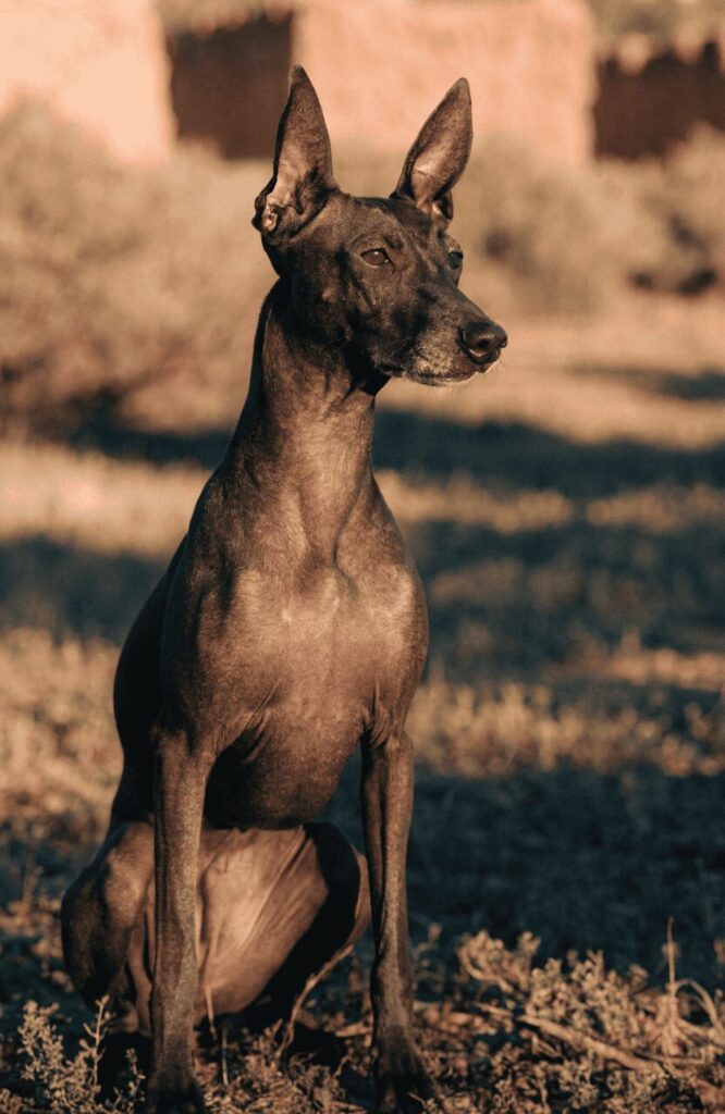 xoloitzcuintli hairless dog realistic outdoor portrait