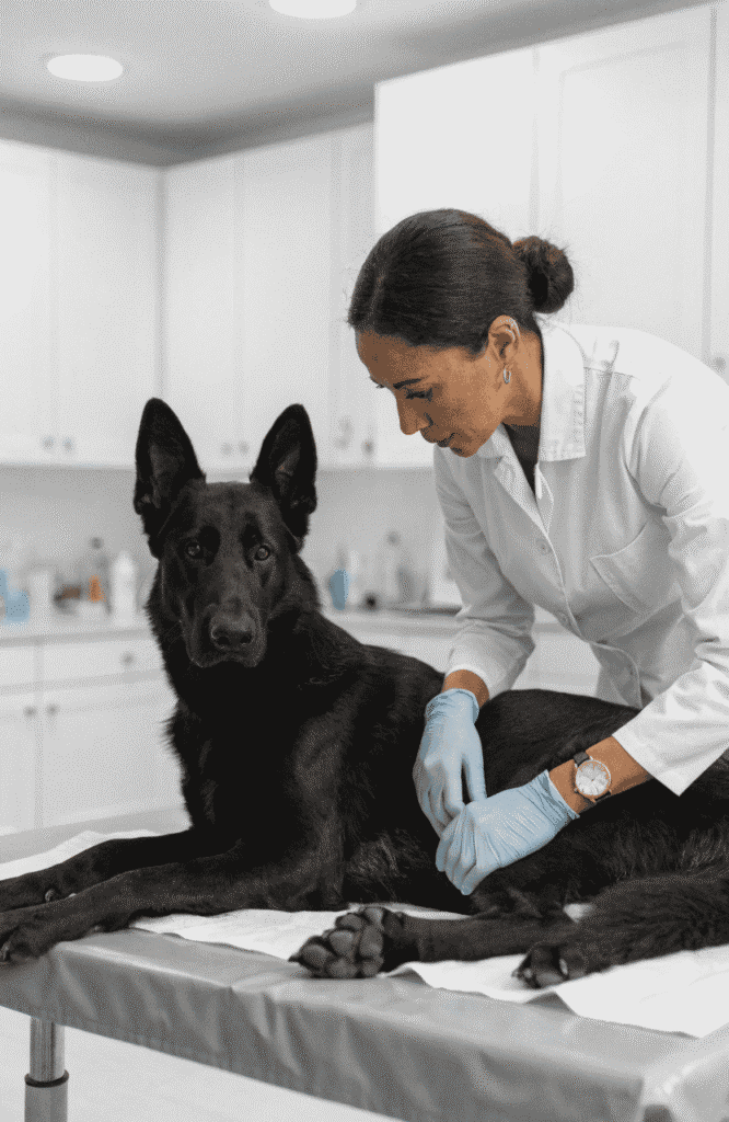 GSD health checkup veterinarian hip dysplasia screening