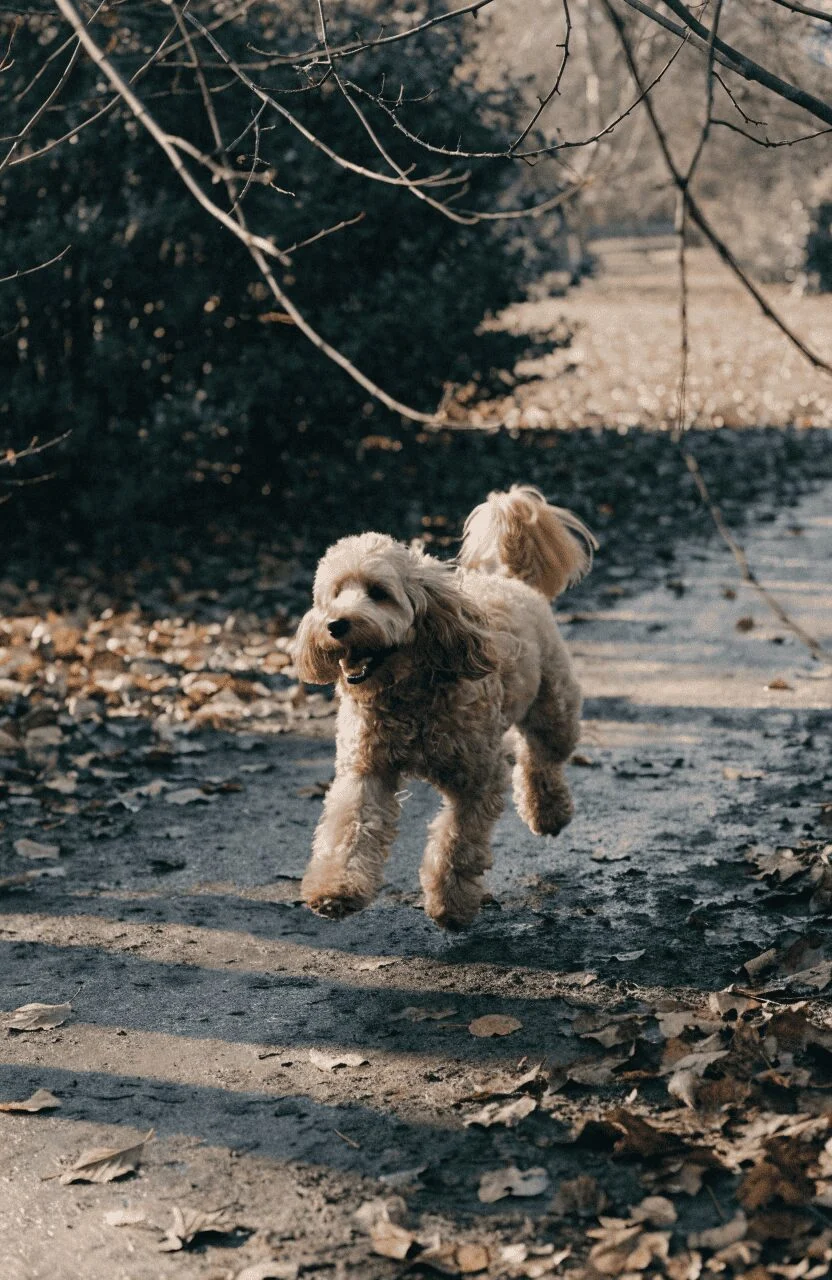Cockapoo Cocker Spaniel mix autumn