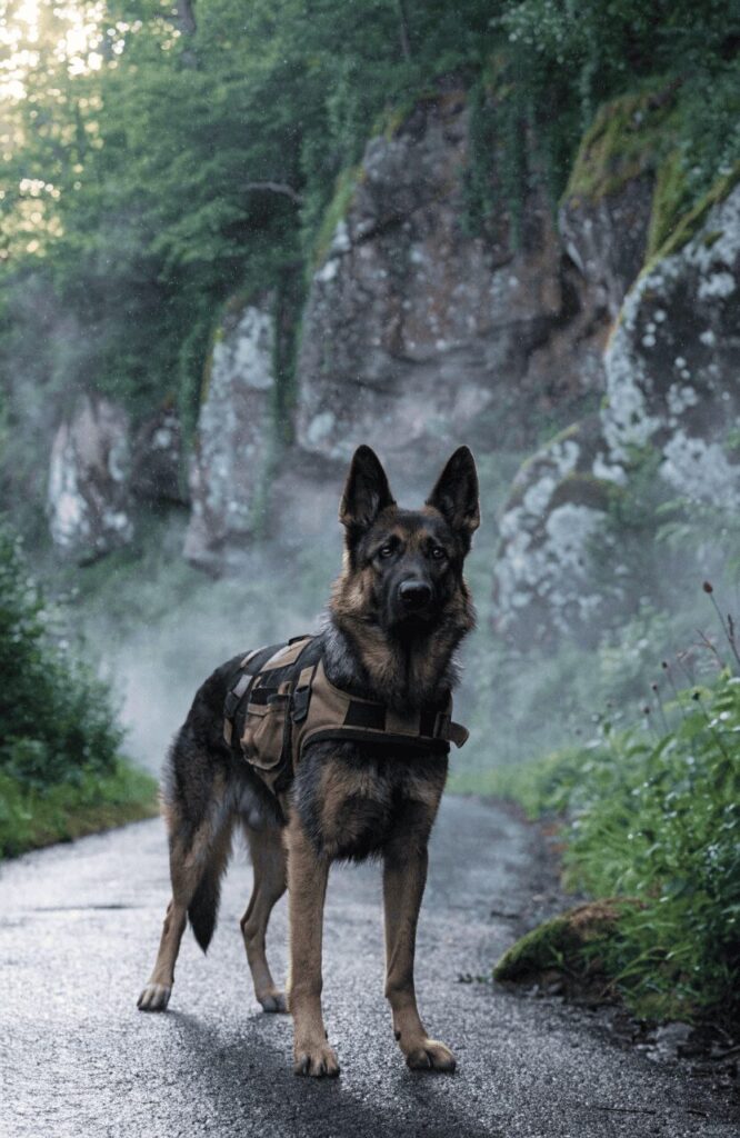 German Shepherd fearless dog in police or military role