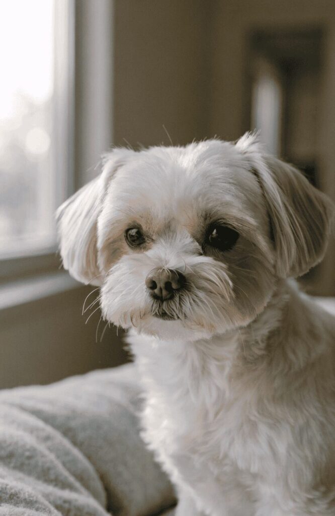 Malshi Maltese Shih Tzu mix groomed