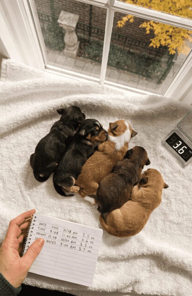 newborn puppy care and weight monitoring