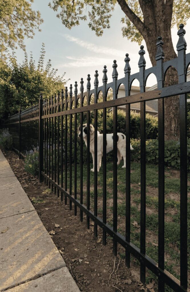 Aluminum picket fence garden view large dog yard