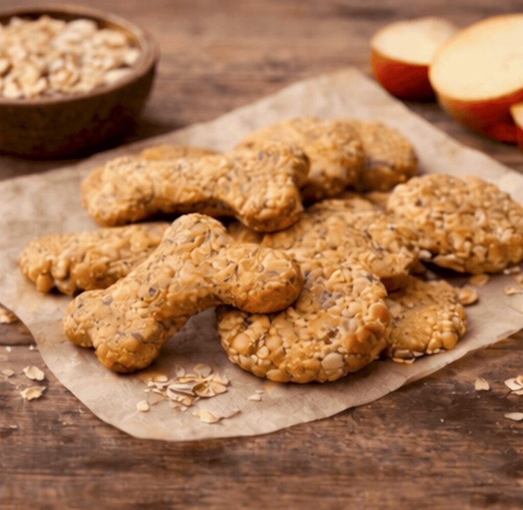 Apple cinnamon crunch cookies for dogs with oats