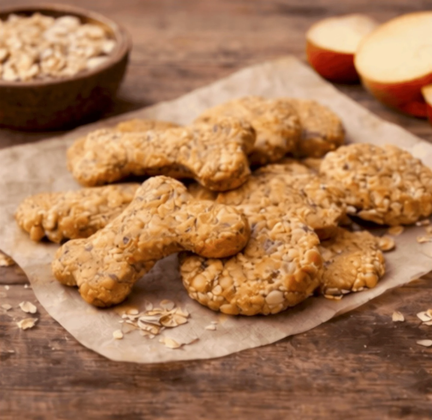 Apple cinnamon crunch cookies for dogs with oats
