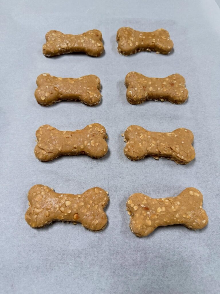 Banana peanut butter birthday biscuits for dogs raw dough