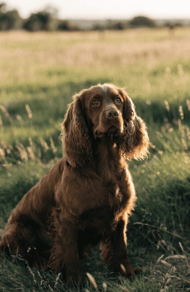 Boykin Spaniel with rich liver brown wavy coat