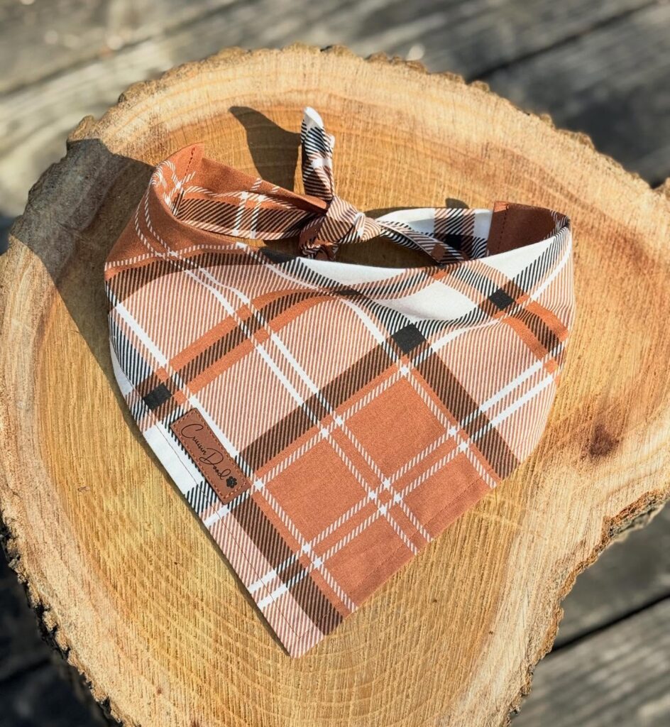 Easy diy dog bandana patterns classic triangle tie on bandana in plaid flannel fabric