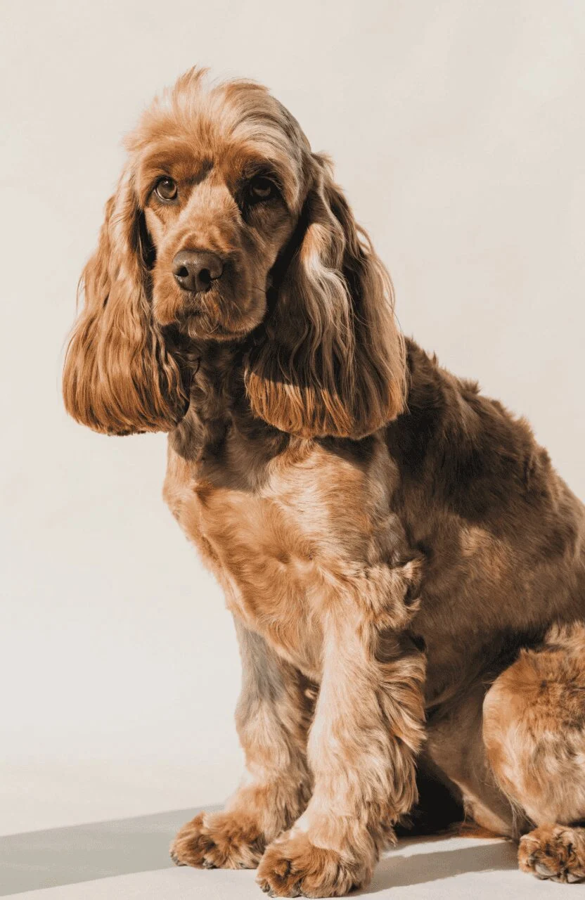 Cockapoo mixed breed long feathered ears golden coat