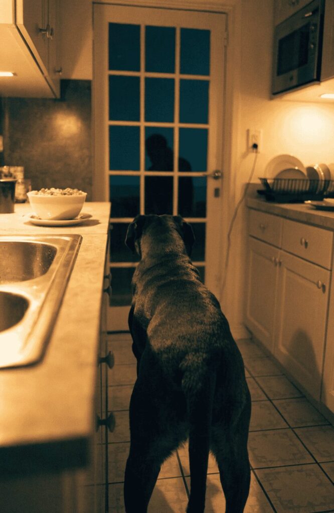 guard dog standing firm vs watchdog alerting at window