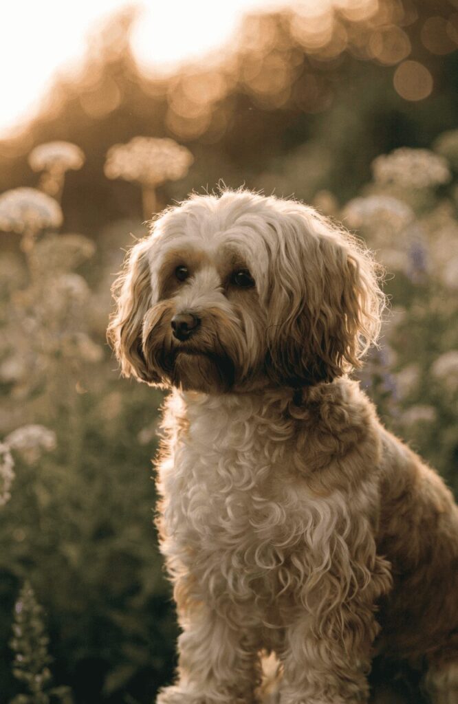 Havanese natural wavy coat in golden hour light