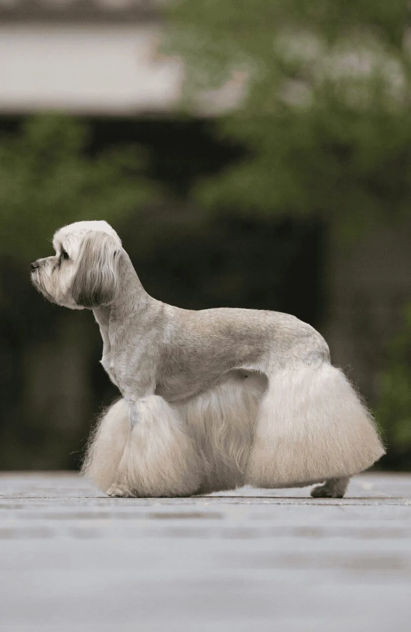 Havanese skirt cut elegant side profile pose