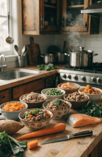 homemade dog food for allergies with fresh ingredients