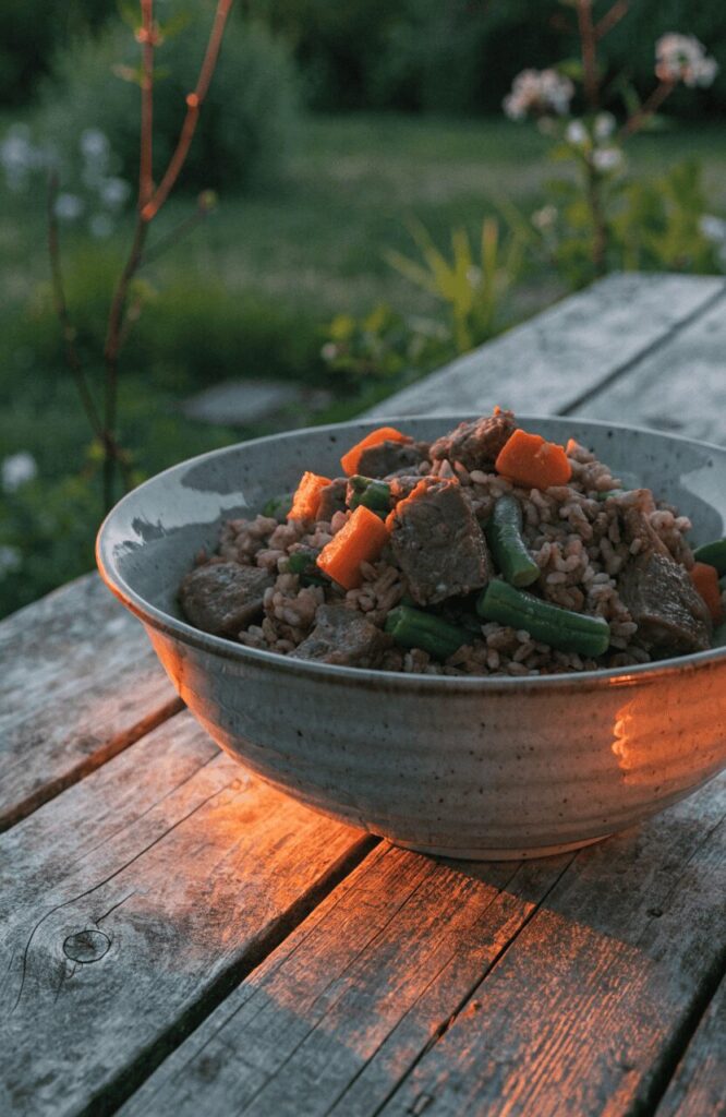 Homemade senior dog food recipes served outdoors