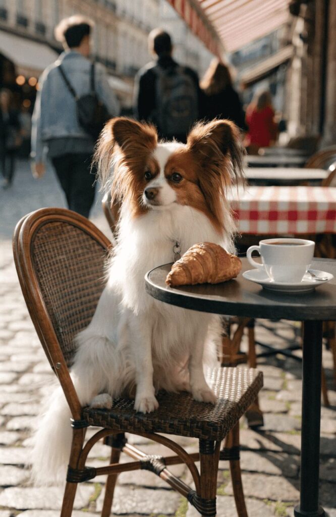 Papillon small brown white dog breed portable