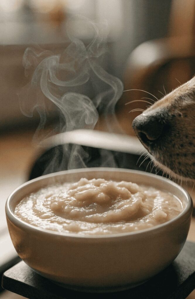 Pureed senior dog food meal for picky eaters