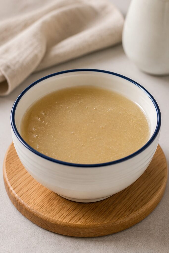 easy dog food gravy recipe served in a white bowl