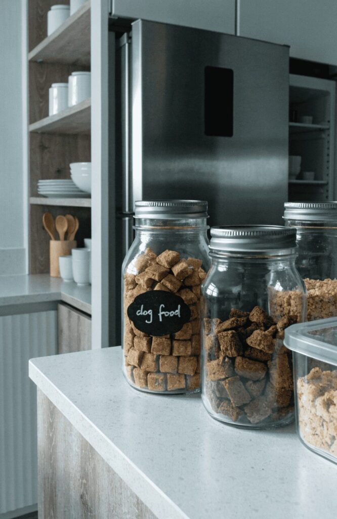 storing homemade dry dog food in airtight glass jars