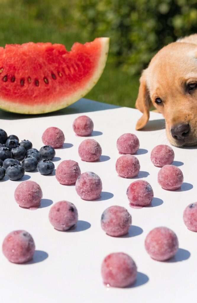 frozen blueberry yogurt dog treats with watermelon for summer hydration