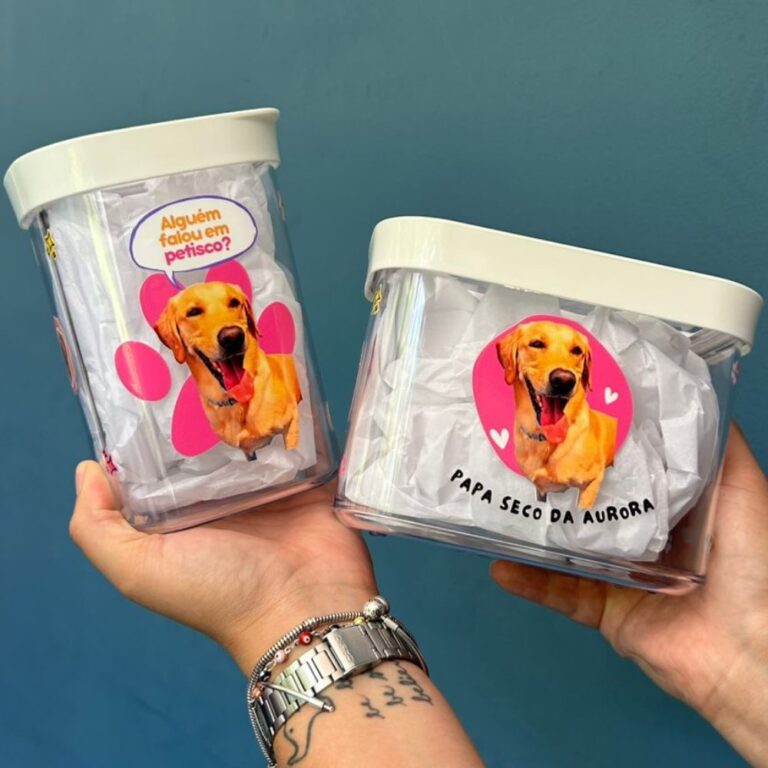Custom pet photo dog treat jar ideas with printed dog picture