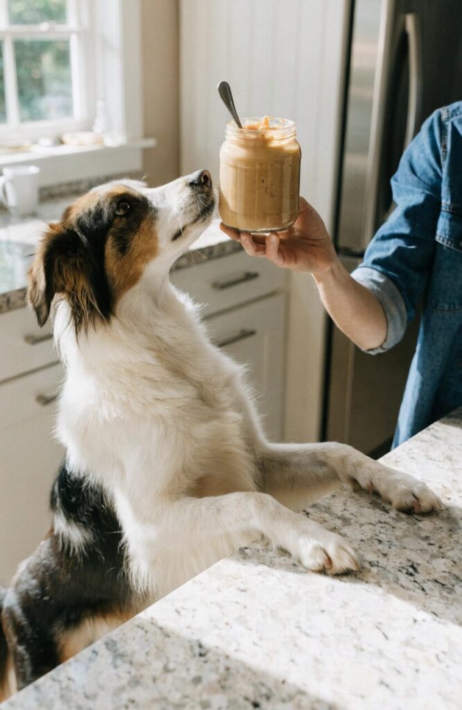dog safety check before eating peanut butter blueberry chews