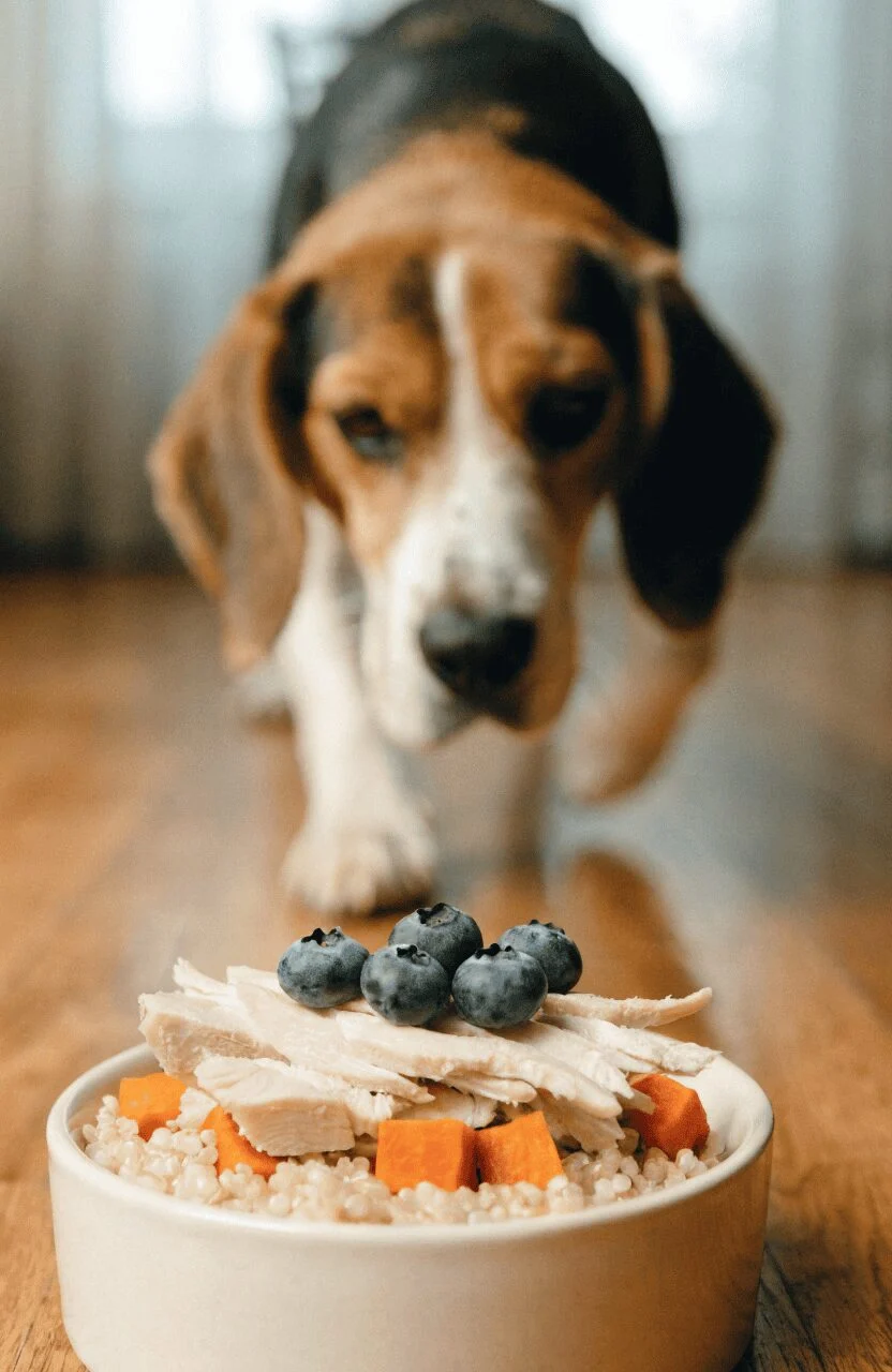 Gentle quinoa chicken meal for aging senior dogs