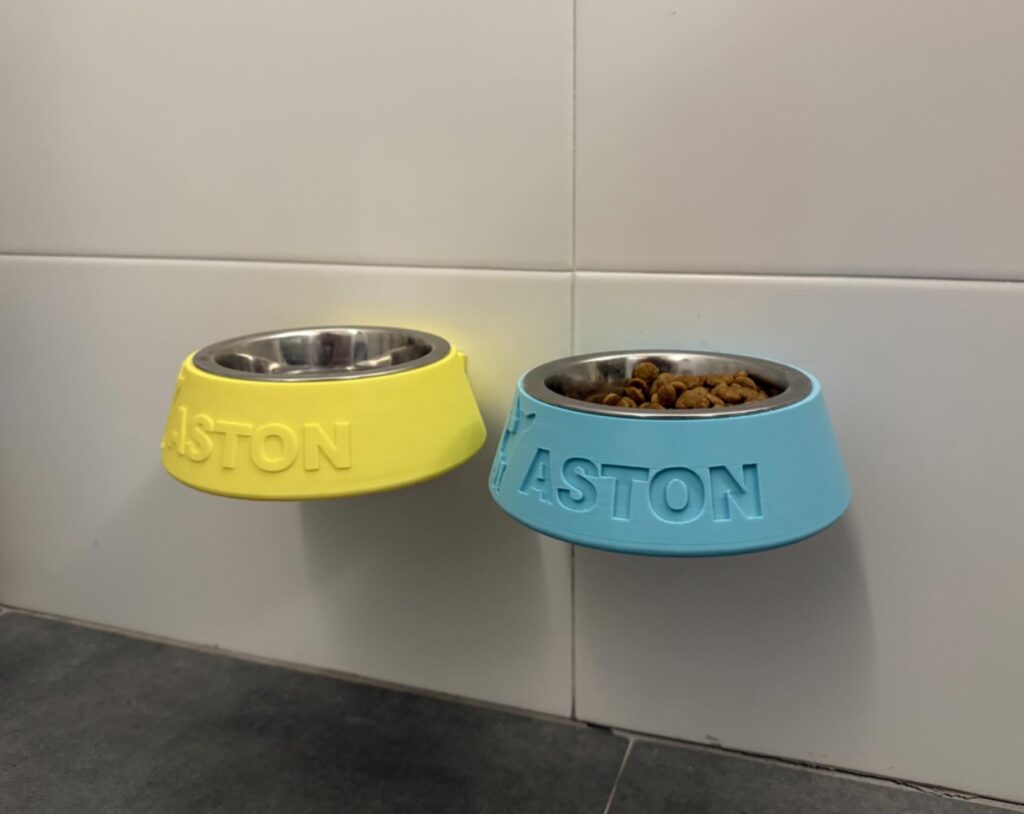 3D printed personalized wall mounted dog bowls
