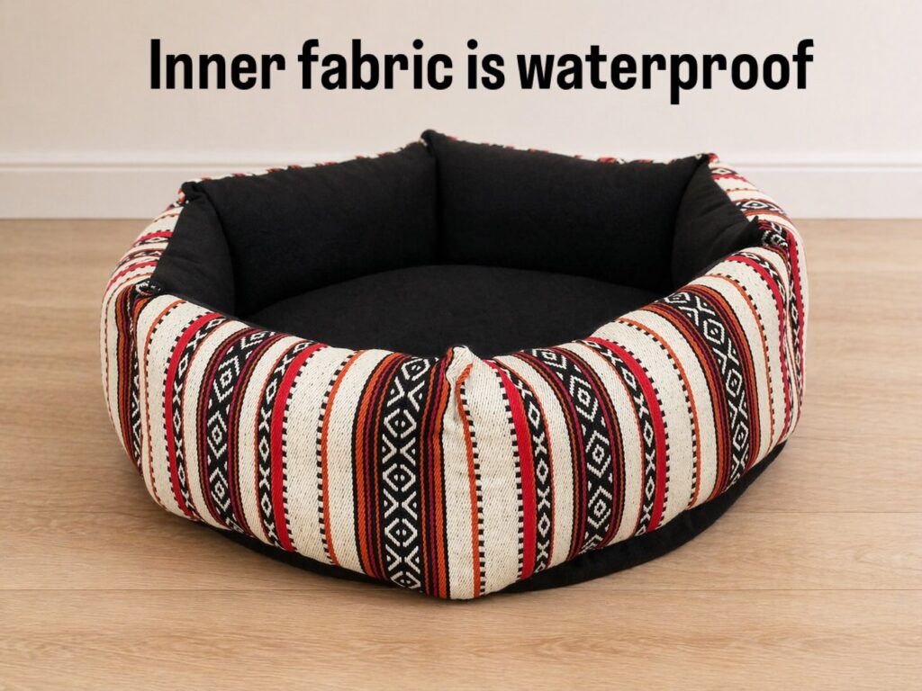 Waterproof lined dog bed sewing pattern with aztec print