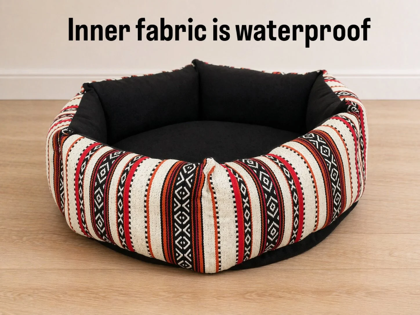 Waterproof lined dog bed sewing pattern with aztec print
