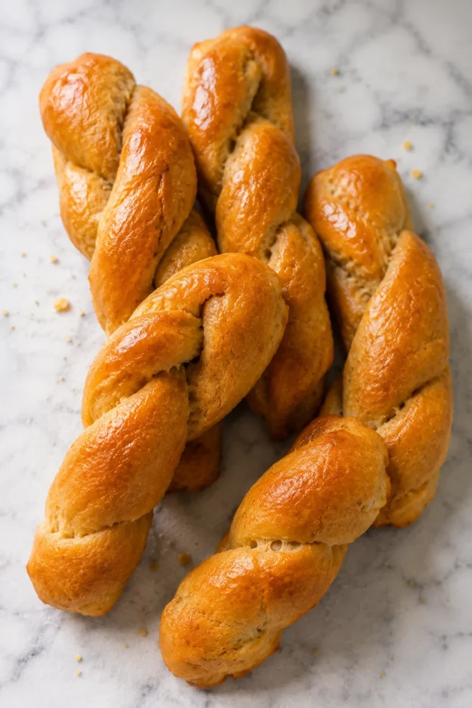 Banana peanut butter dog twists recipe on countertop