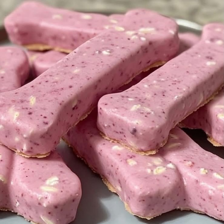 Homemade 2-Ingredient Dog Treats blueberry yogurt bone shaped bites