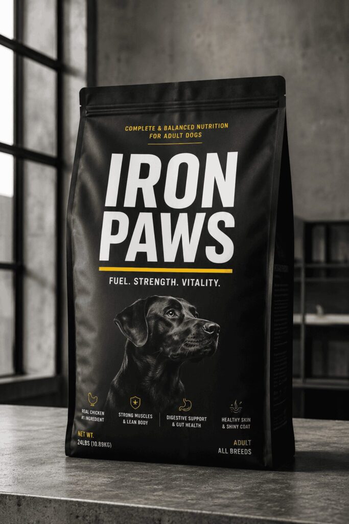 typography dog food packaging design