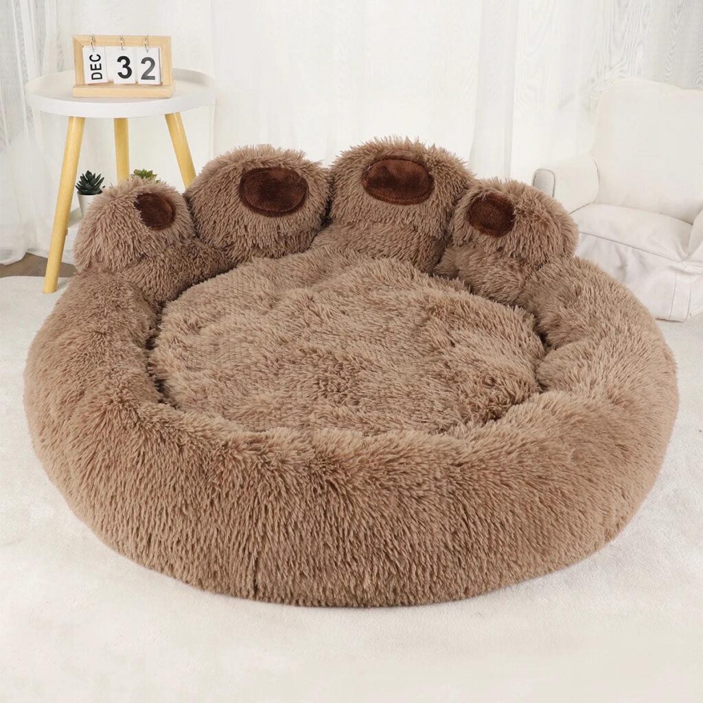 Paw shaped novelty bolster bed, a fun dog bed sewing pattern