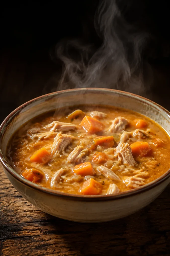 steaming chicken sweet potato dog stew
