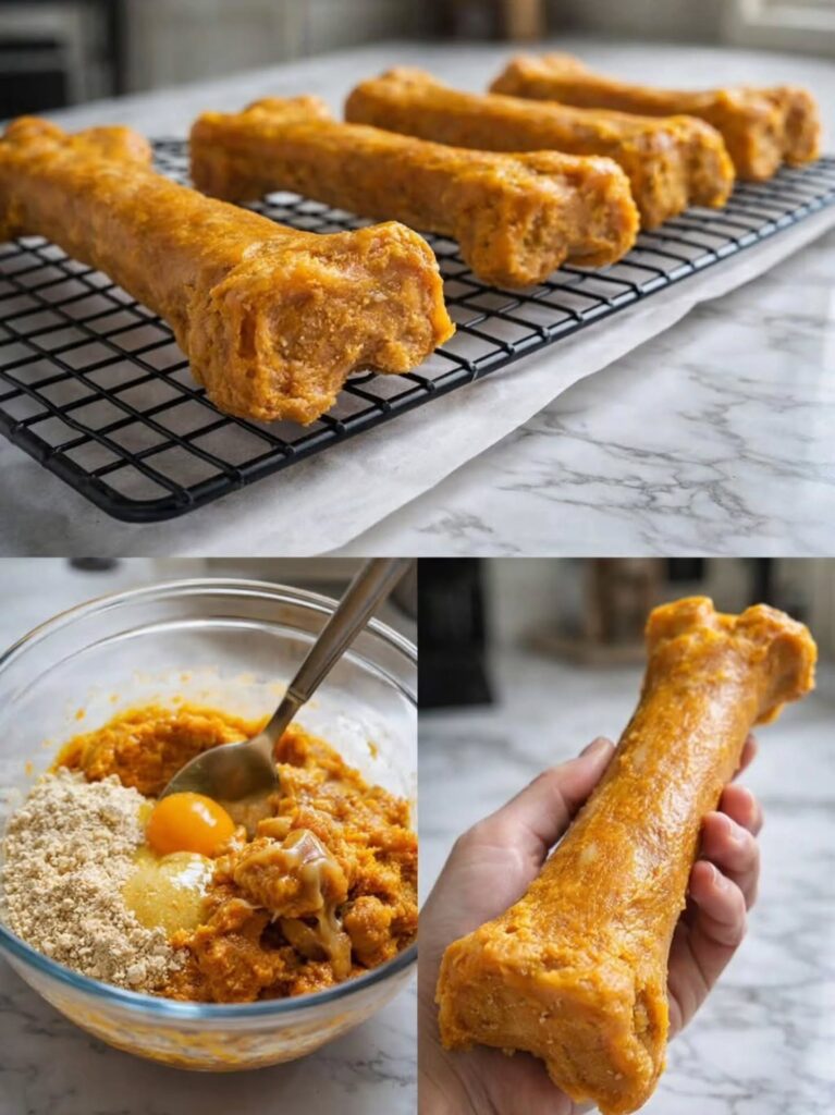 Chickpea pumpkin busy bone chew, long lasting dog treats homemade recipe