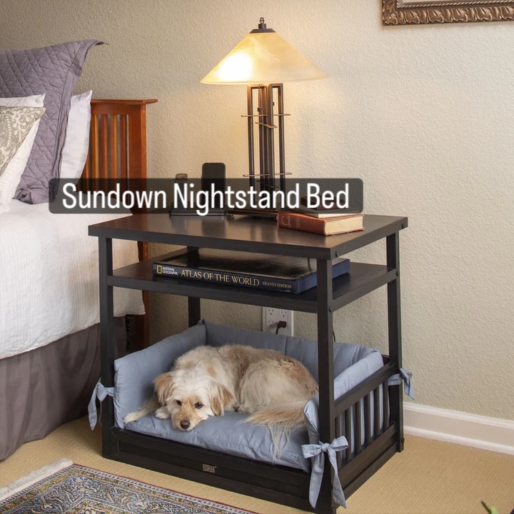 Nightstand bed combo idea with open cubby dog bed underneath