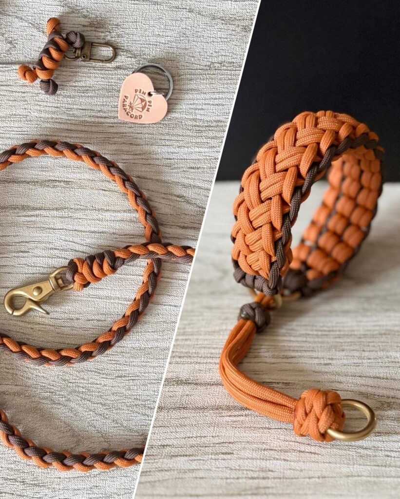 Paracord dog leash pattern box braid with matching bracelet