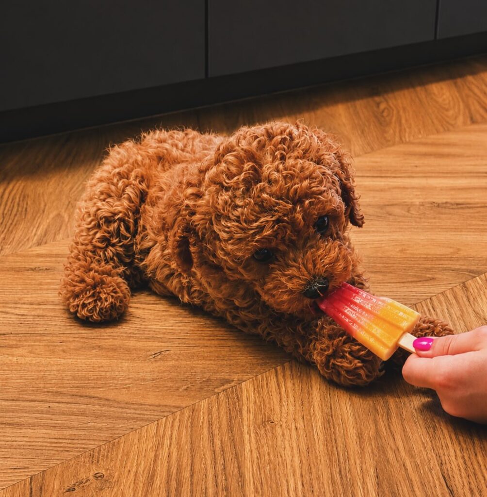 One of the easy pupsicle recipes for dogs made in a mini size for puppies