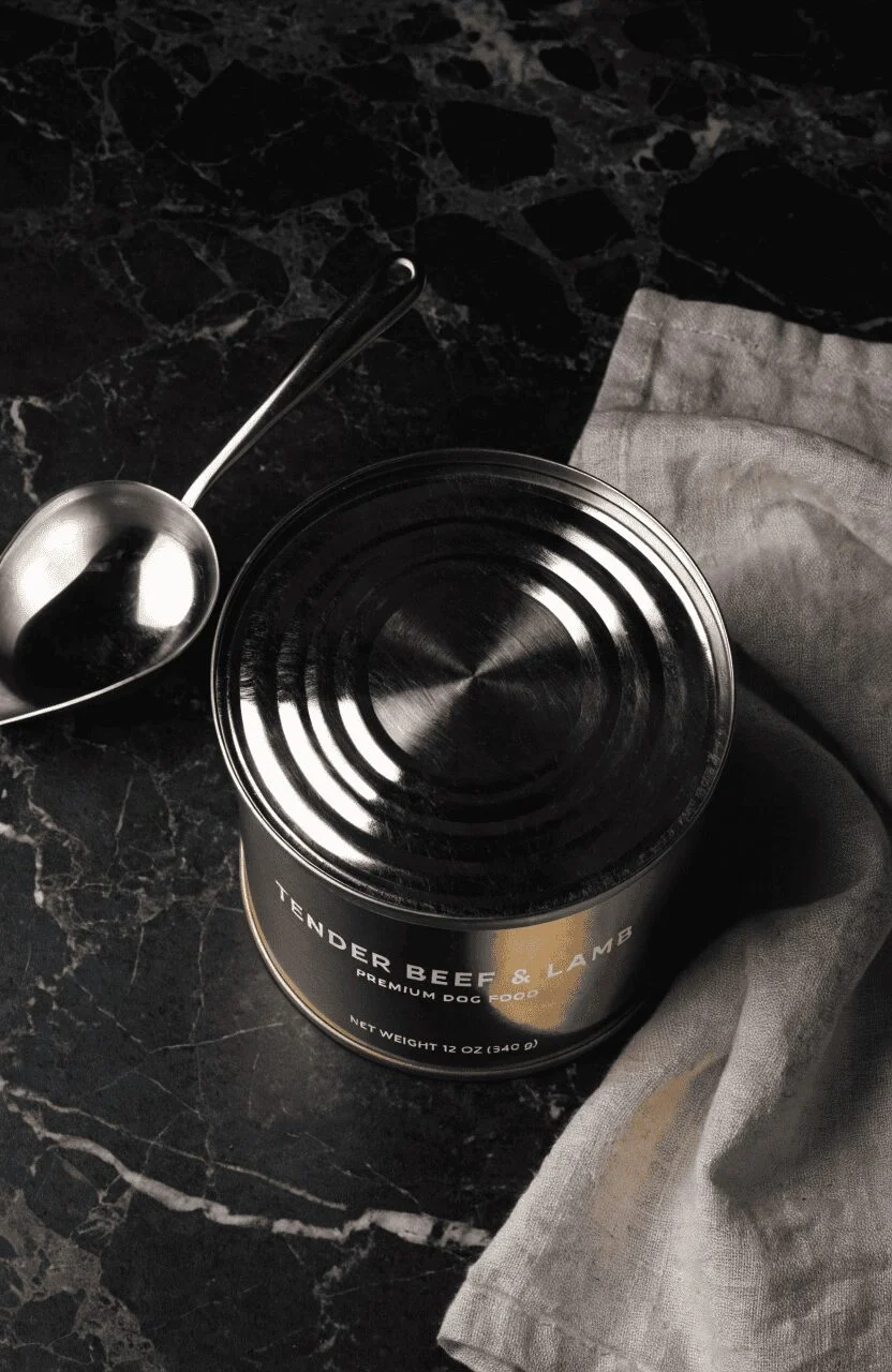 premium dog food packaging tin design